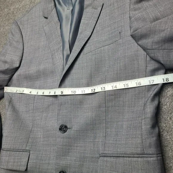 Express Innovator Blazer Mens 36 Regular Gray Extra Slim‎ Wool Blend Suit Jacket - Picture 3 of 9